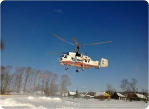 Санитарный вылет вертолета КА-32А в ЦРБ поселка городского типа Лесное