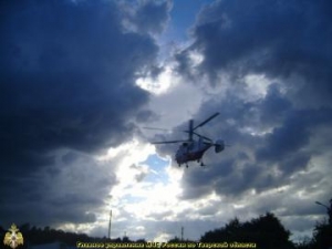 Санитарный вылет вертолета КА-32А в ЦРБ п. Максатиха