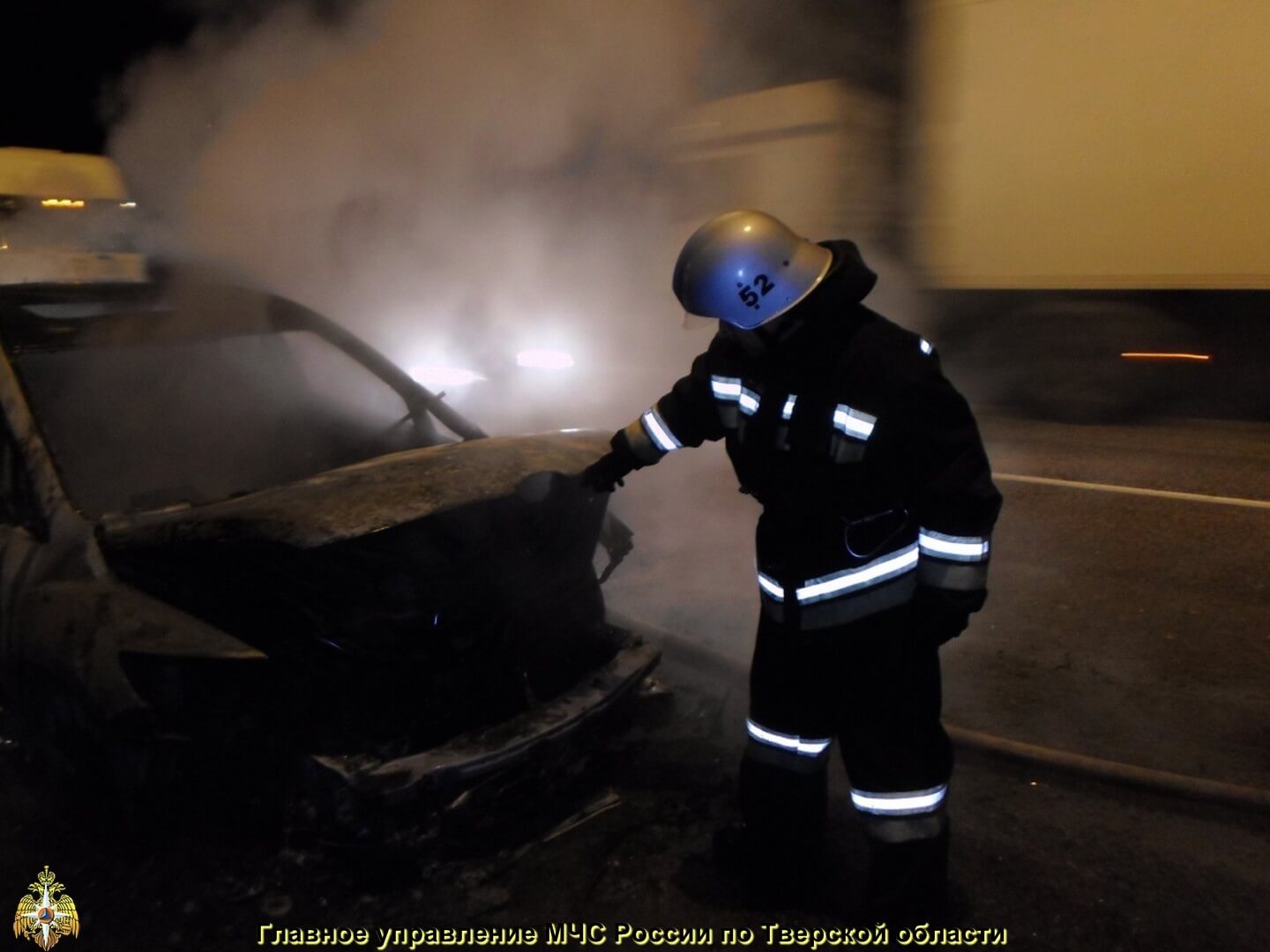 На трассе М-10 в Спировском районе сгорел автомобиль