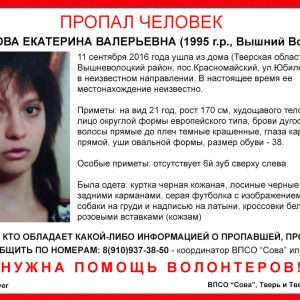 фото (Найдена, жива) В Вышневолоцком районе пропала Екатерина Смирнова
