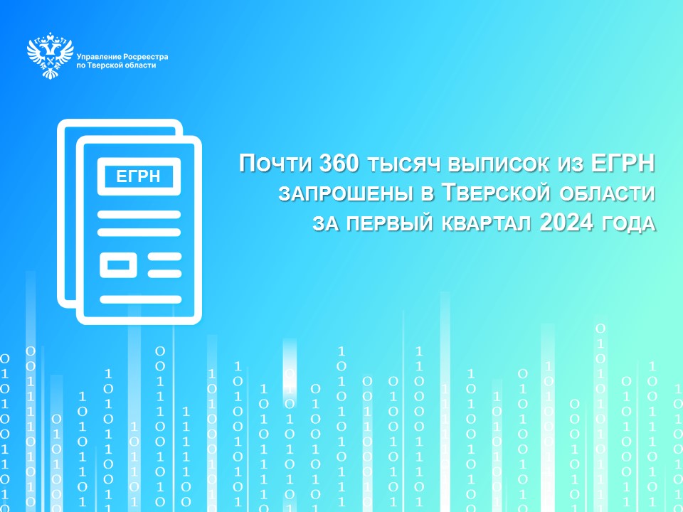 Почти 360 тысяч выписок из ЕГРН запрошены в Тверской области за первый квартал 2024 года
